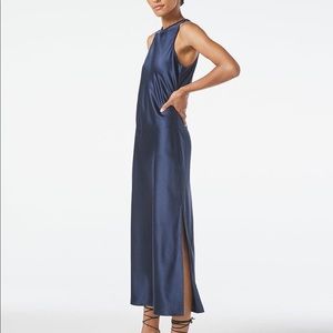 NWT Frame Bias Silk Racerback Sleeveless Maxi Dress S Navy